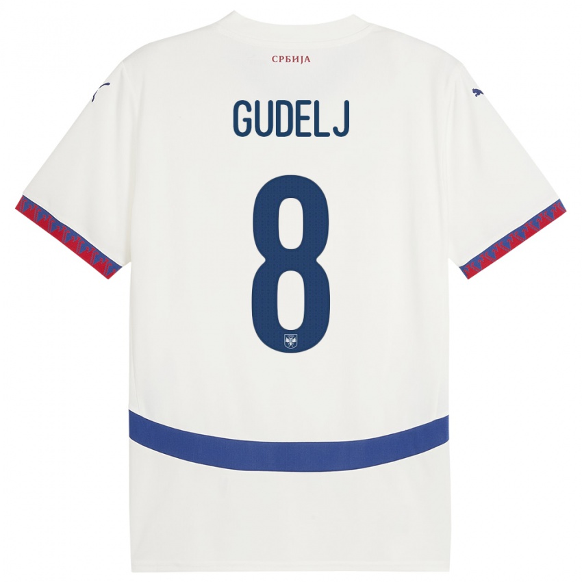 Herren Serbien Nemanja Gudelj #8 Weiß Auswärtstrikot Trikot 24-26 T-Shirt Belgien
