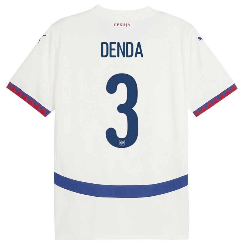 Herren Serbien Milica Denda #3 Weiß Auswärtstrikot Trikot 24-26 T-Shirt Belgien