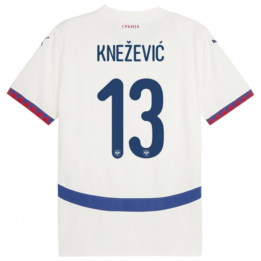 Herren Serbien Milana Knezevic #13 Weiß Auswärtstrikot Trikot 24-26 T-Shirt Belgien