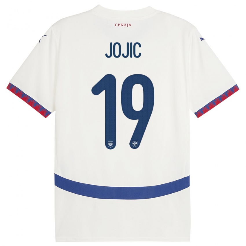 Homme Maillot Serbie Nikola Jojic #19 Blanc Tenues Extérieur 24-26 T-Shirt Belgique