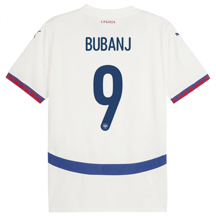 Herren Serbien Mateja Bubanj #9 Weiß Auswärtstrikot Trikot 24-26 T-Shirt Belgien