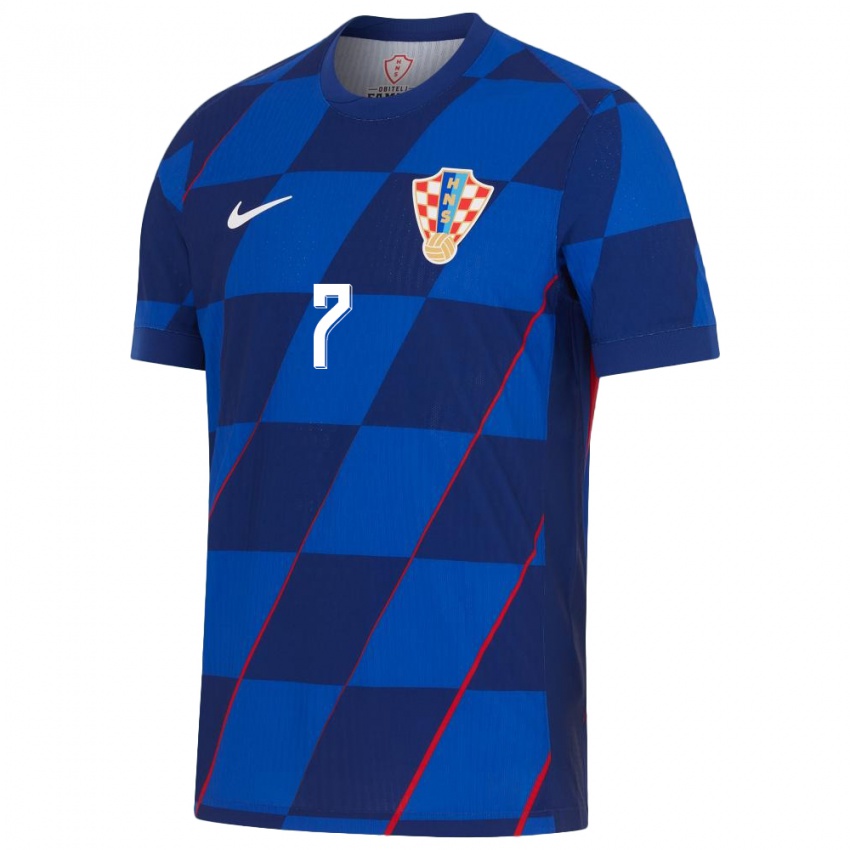 Herren Kroatien Lovro Majer #7 Blau Auswärtstrikot Trikot 24-26 T-Shirt Belgien