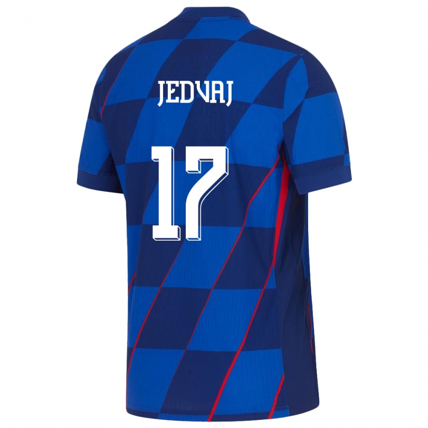 Heren Kroatië Karla Jedvaj #17 Blauw Uitshirt Uittenue 24-26 T-Shirt België