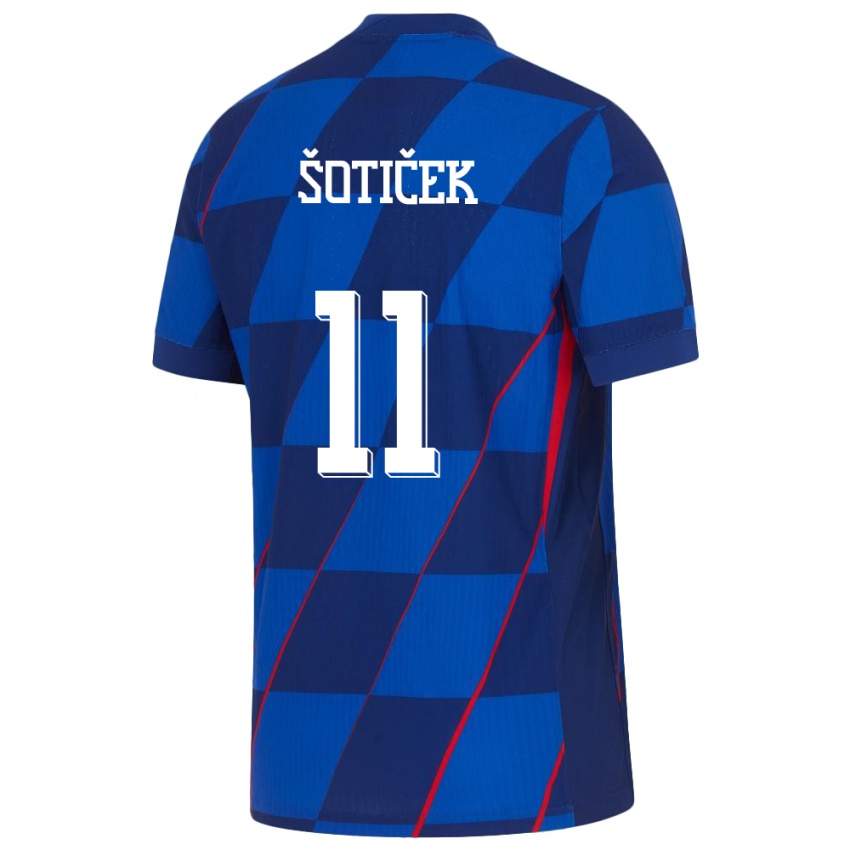 Heren Kroatië Marin Soticek #11 Blauw Uitshirt Uittenue 24-26 T-Shirt België