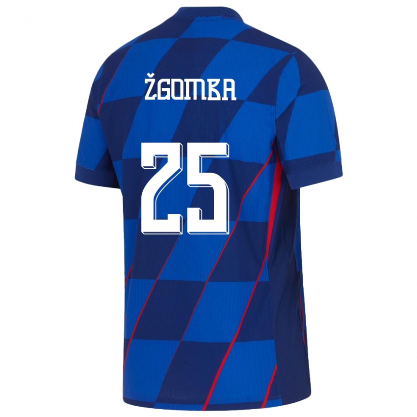 Homme Maillot Croatie Marin Zgomba #25 Bleu Tenues Extérieur 24-26 T-Shirt Belgique
