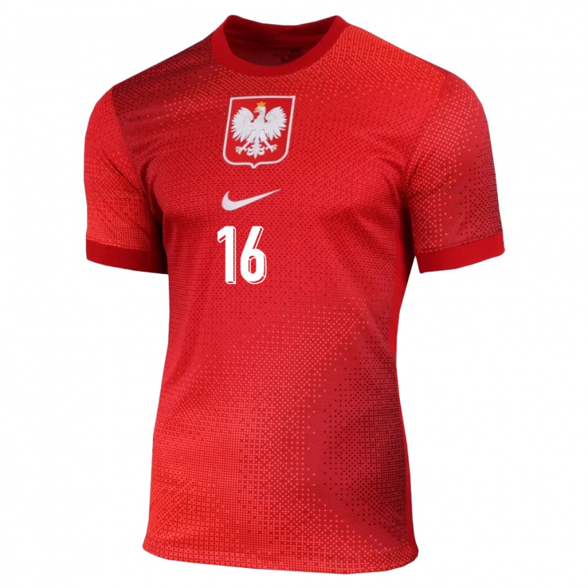 Herren Polen Karol Swiderski #16 Rot Auswärtstrikot Trikot 24-26 T-Shirt Belgien