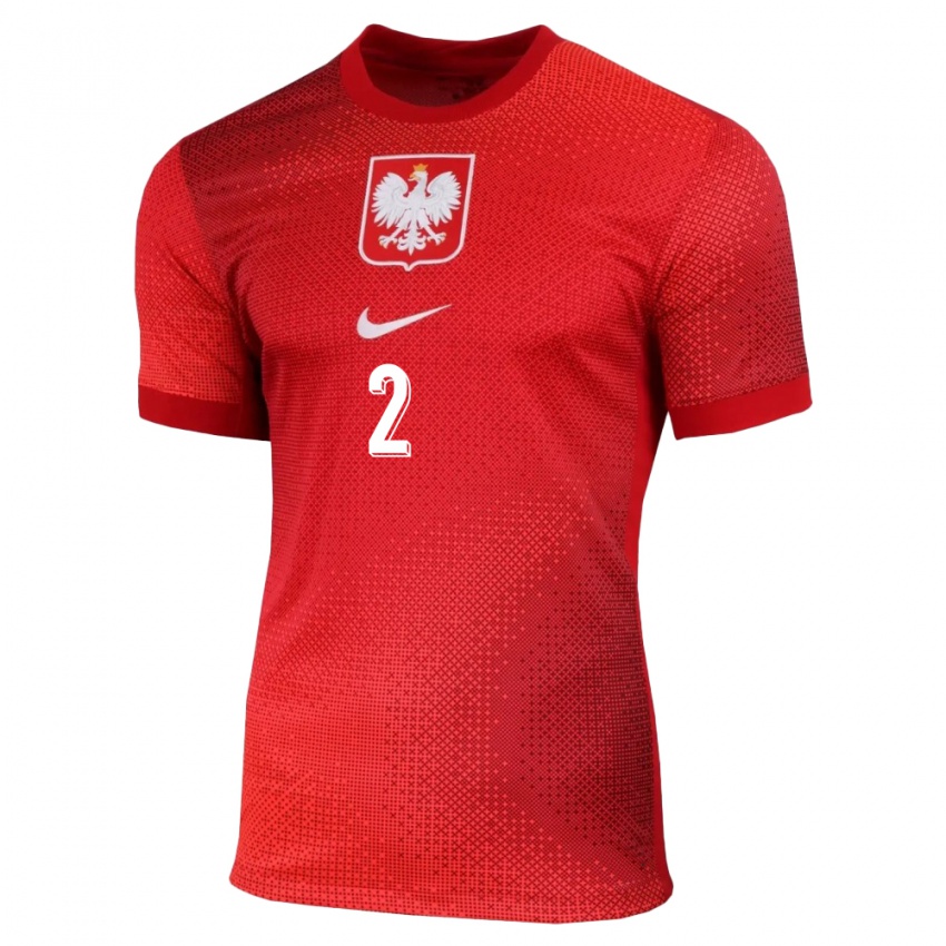 Herren Polen Robert Gumny #2 Rot Auswärtstrikot Trikot 24-26 T-Shirt Belgien