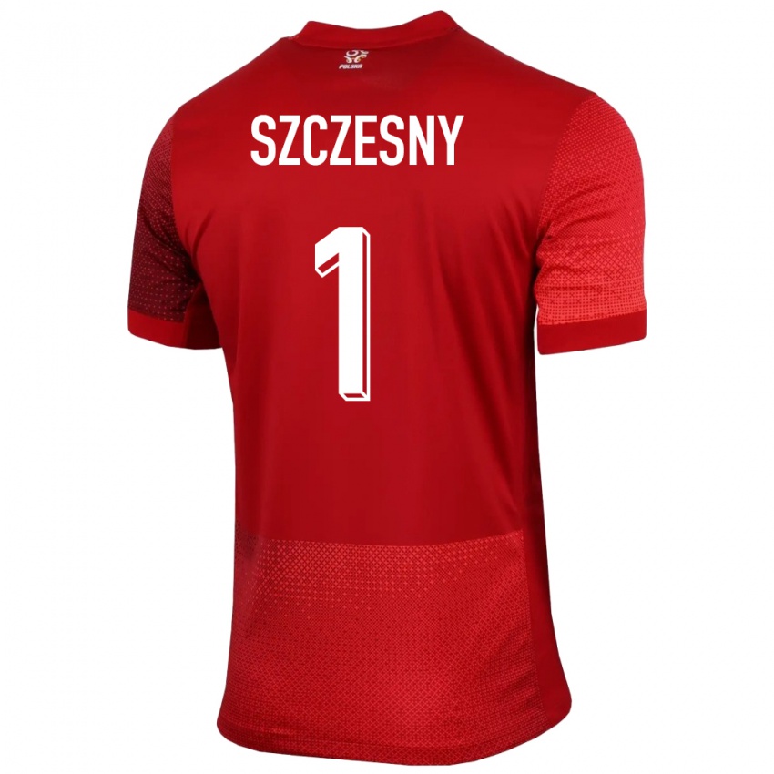 Heren Polen Wojciech Szczesny #1 Rood Uitshirt Uittenue 24-26 T-Shirt België