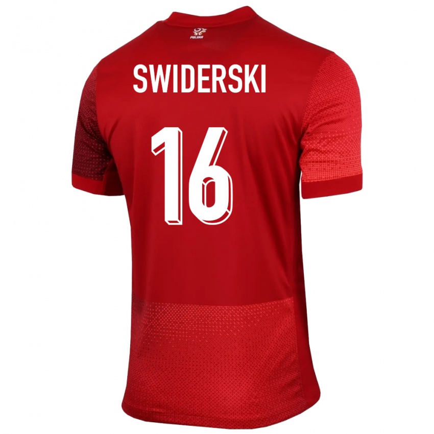 Herren Polen Karol Swiderski #16 Rot Auswärtstrikot Trikot 24-26 T-Shirt Belgien