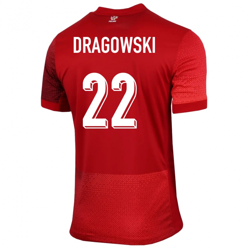 Homme Maillot Pologne Bartlomiej Dragowski #22 Rouge Tenues Extérieur 24-26 T-Shirt Belgique