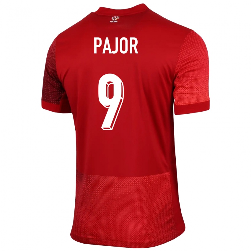 Herren Polen Ewa Pajor #9 Rot Auswärtstrikot Trikot 24-26 T-Shirt Belgien