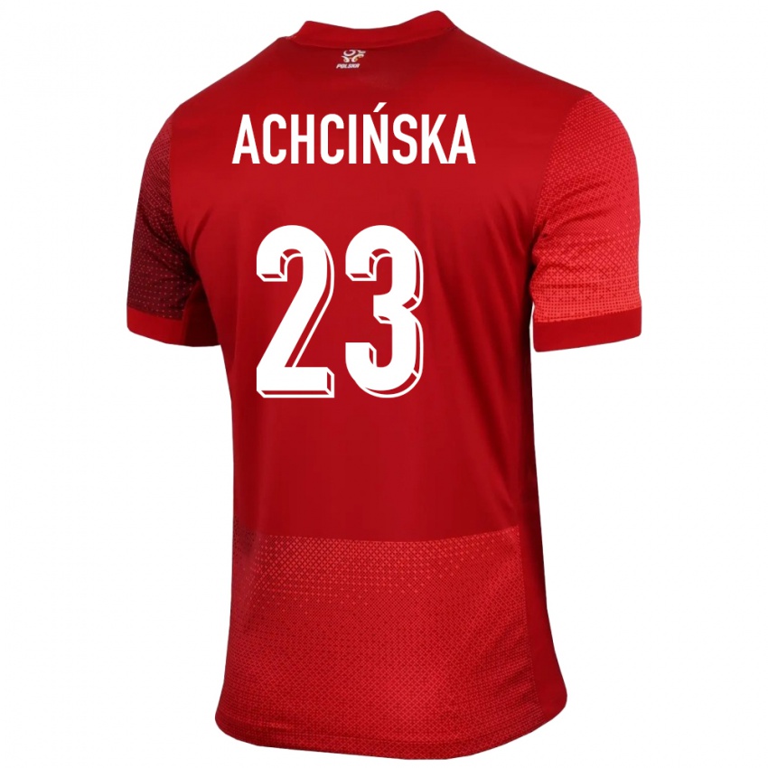 Herren Polen Adriana Achcinska #23 Rot Auswärtstrikot Trikot 24-26 T-Shirt Belgien