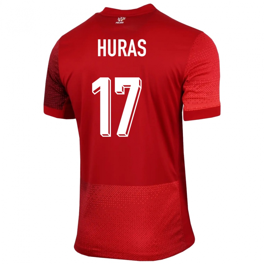 Heren Polen Mike Huras #17 Rood Uitshirt Uittenue 24-26 T-Shirt België