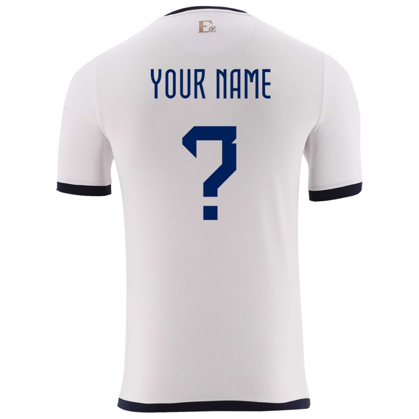 Homme Maillot Équateur Votre Nom #0 Blanc Tenues Extérieur 24-26 T-Shirt Belgique