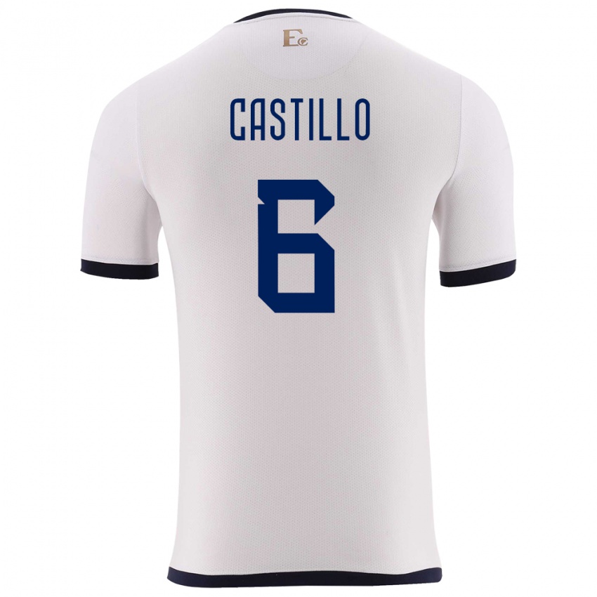 Herren Ecuador Byron Castillo #6 Weiß Auswärtstrikot Trikot 24-26 T-Shirt Belgien