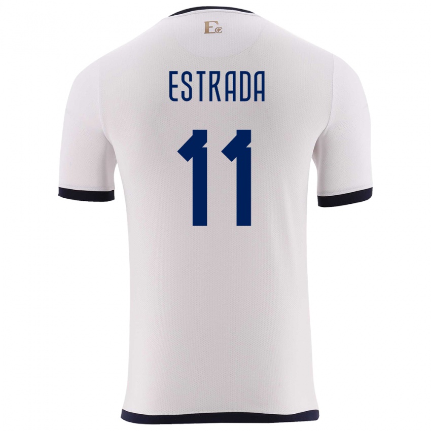 Herren Ecuador Michael Estrada #11 Weiß Auswärtstrikot Trikot 24-26 T-Shirt Belgien