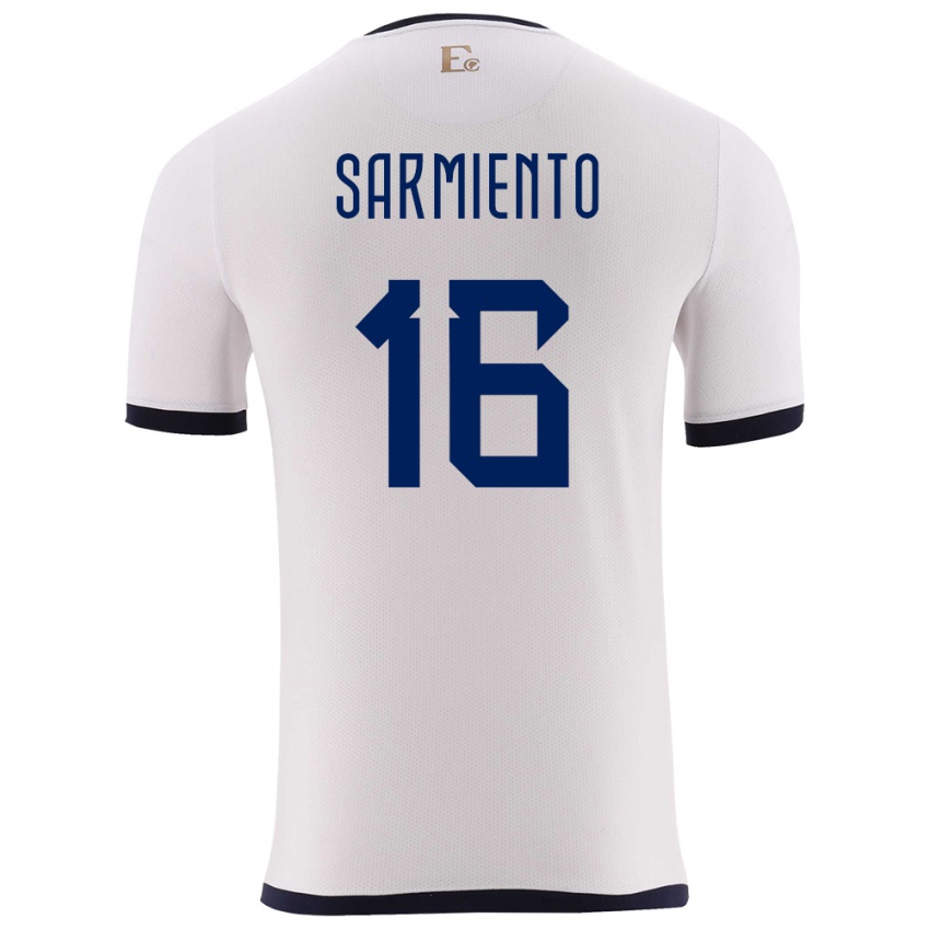 Herren Ecuador Jeremy Sarmiento #16 Weiß Auswärtstrikot Trikot 24-26 T-Shirt Belgien