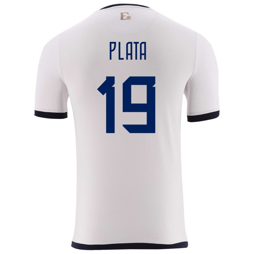 Herren Ecuador Gonzalo Plata #19 Weiß Auswärtstrikot Trikot 24-26 T-Shirt Belgien