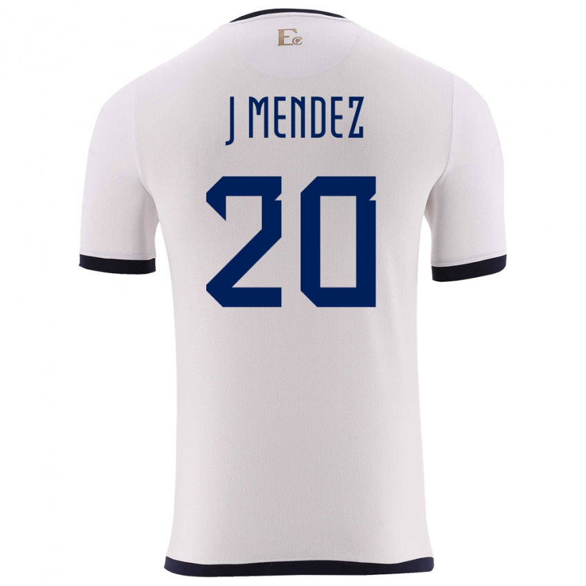 Homme Maillot Équateur Jhegson Mendez #20 Blanc Tenues Extérieur 24-26 T-Shirt Belgique