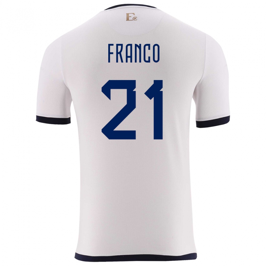 Herren Ecuador Alan Franco #21 Weiß Auswärtstrikot Trikot 24-26 T-Shirt Belgien