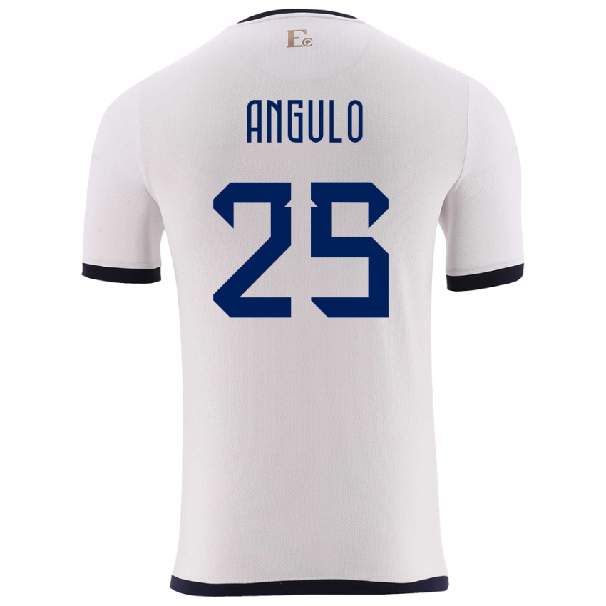Herren Ecuador Nilson Angulo #25 Weiß Auswärtstrikot Trikot 24-26 T-Shirt Belgien