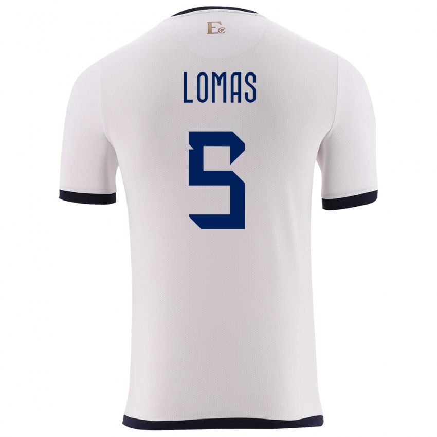 Homme Maillot Équateur Ariana Lomas #5 Blanc Tenues Extérieur 24-26 T-Shirt Belgique