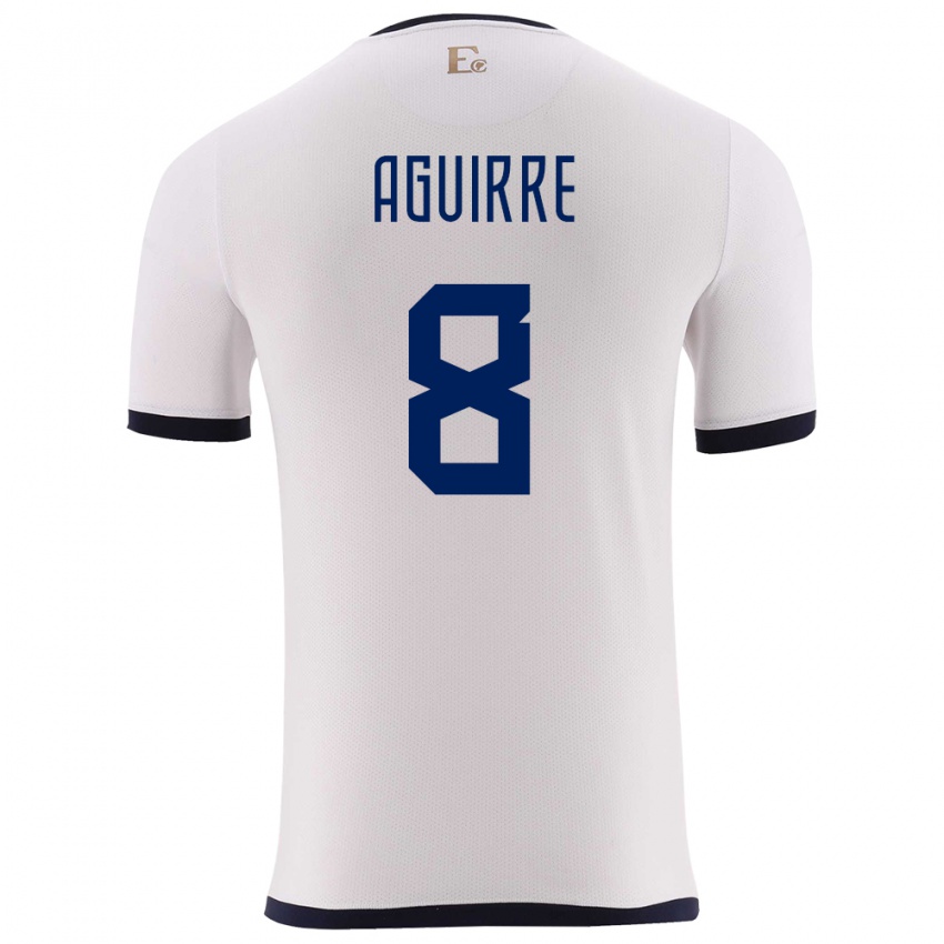 Herren Ecuador Marthina Aguirre #8 Weiß Auswärtstrikot Trikot 24-26 T-Shirt Belgien