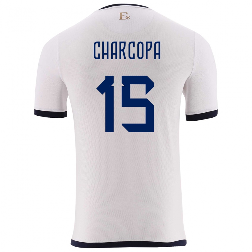Herren Ecuador Nicole Charcopa #15 Weiß Auswärtstrikot Trikot 24-26 T-Shirt Belgien