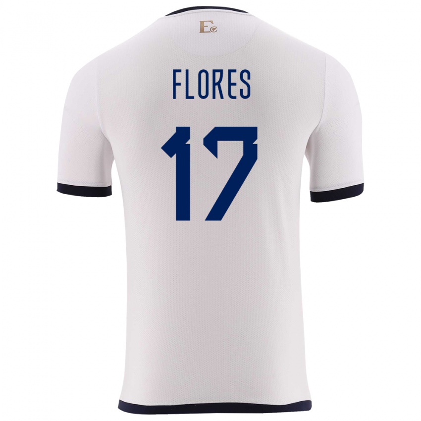 Herren Ecuador Karen Flores #17 Weiß Auswärtstrikot Trikot 24-26 T-Shirt Belgien