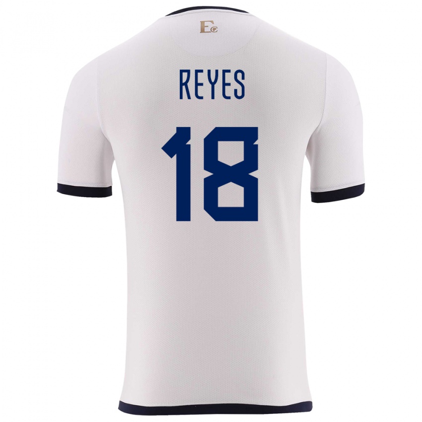 Homme Maillot Équateur Ashley Reyes #18 Blanc Tenues Extérieur 24-26 T-Shirt Belgique