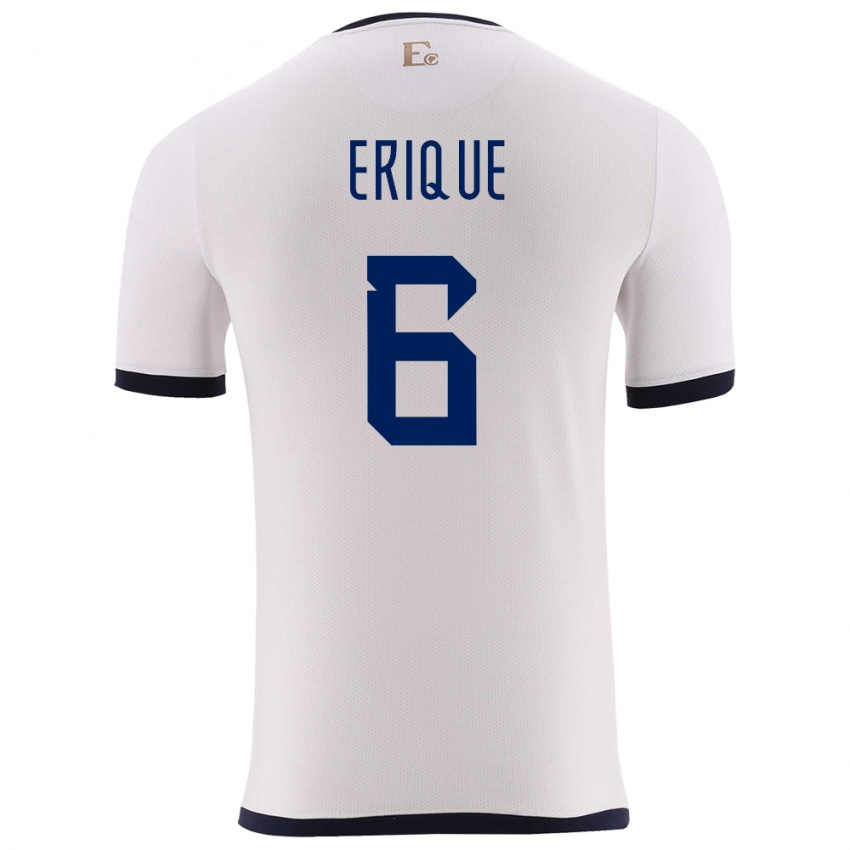 Herren Ecuador Yeltzin Erique #6 Weiß Auswärtstrikot Trikot 24-26 T-Shirt Belgien