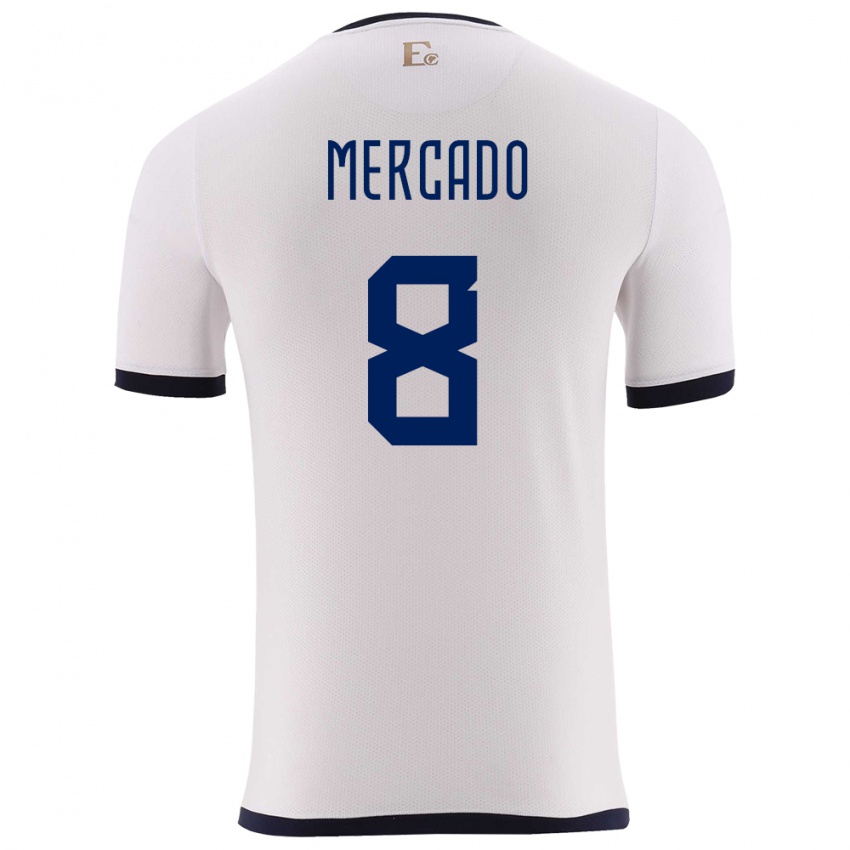 Herren Ecuador Patrik Mercado #8 Weiß Auswärtstrikot Trikot 24-26 T-Shirt Belgien