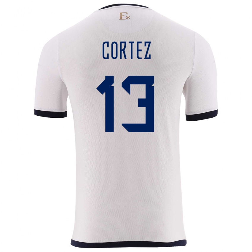 Herren Ecuador Steven Cortez #13 Weiß Auswärtstrikot Trikot 24-26 T-Shirt Belgien