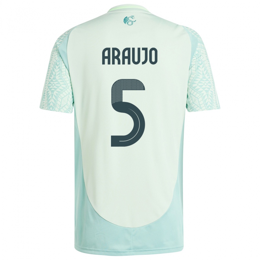 Herren Mexiko Julian Araujo #5 Leinengrün Auswärtstrikot Trikot 24-26 T-Shirt Belgien