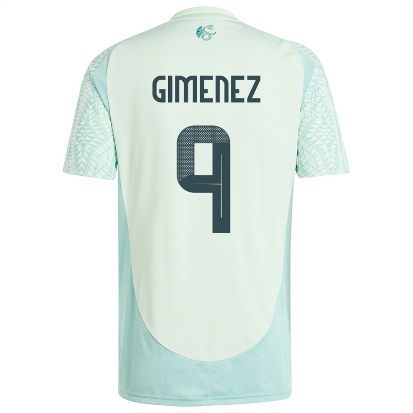 Herren Mexiko Santiago Gimenez #9 Leinengrün Auswärtstrikot Trikot 24-26 T-Shirt Belgien