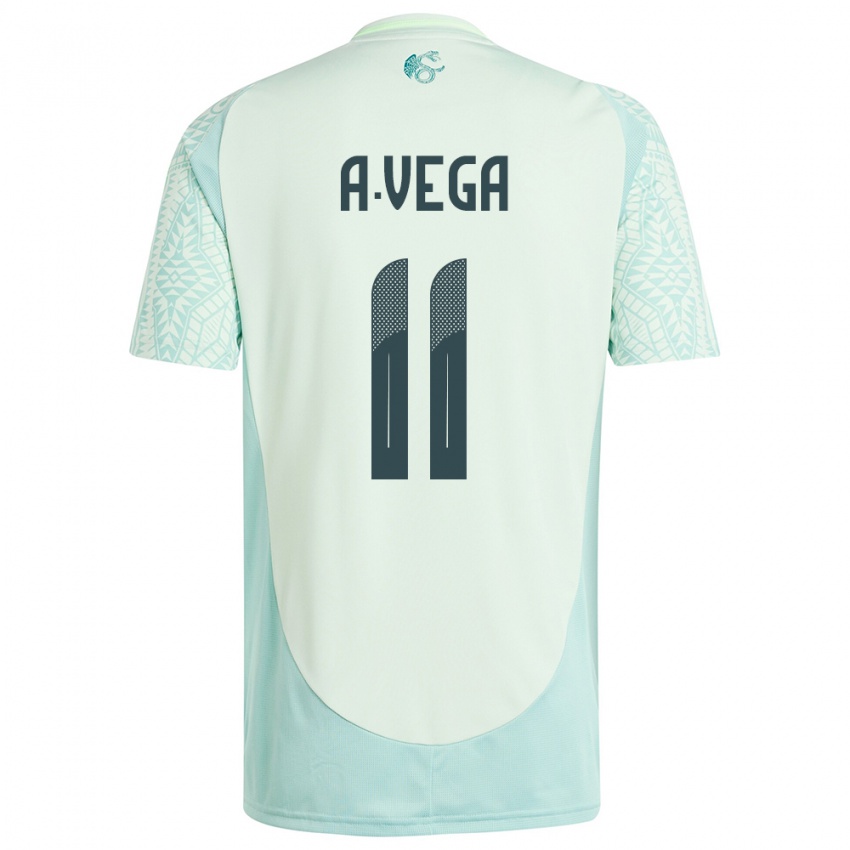 Herren Mexiko Alexis Vega #11 Leinengrün Auswärtstrikot Trikot 24-26 T-Shirt Belgien