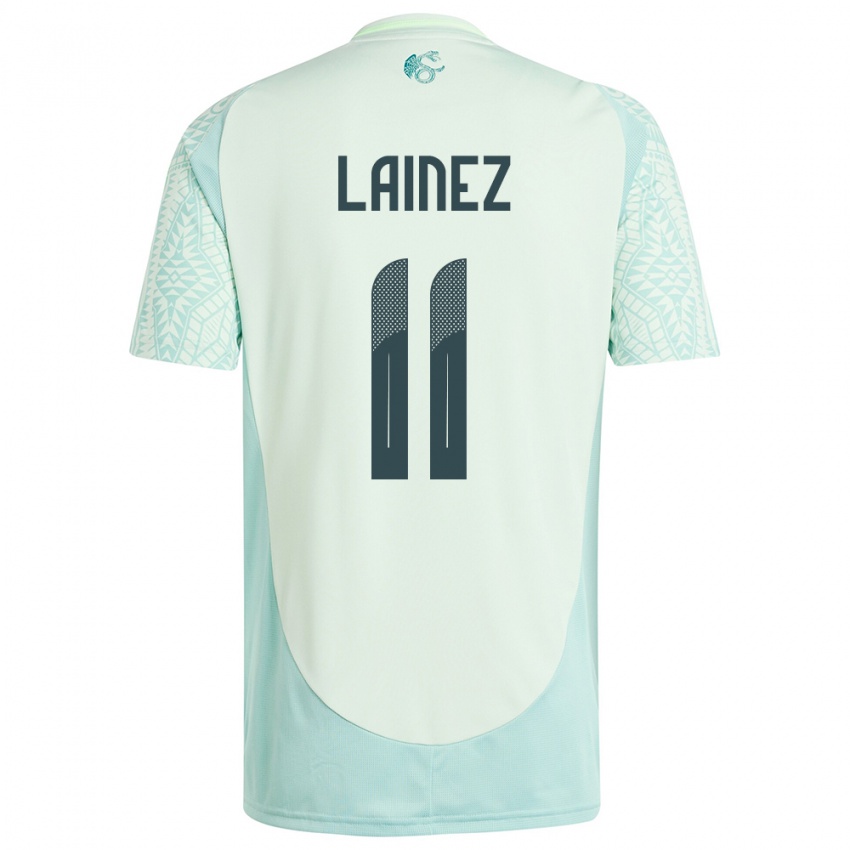 Herren Mexiko Diego Lainez #11 Leinengrün Auswärtstrikot Trikot 24-26 T-Shirt Belgien