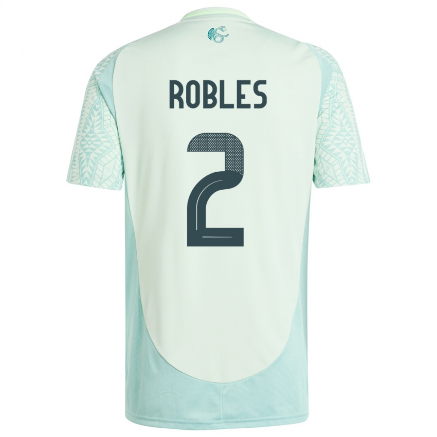 Herren Mexiko Kenti Robles #2 Leinengrün Auswärtstrikot Trikot 24-26 T-Shirt Belgien