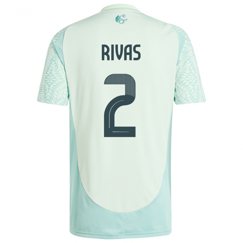 Herren Mexiko Jesus Rivas #2 Leinengrün Auswärtstrikot Trikot 24-26 T-Shirt Belgien
