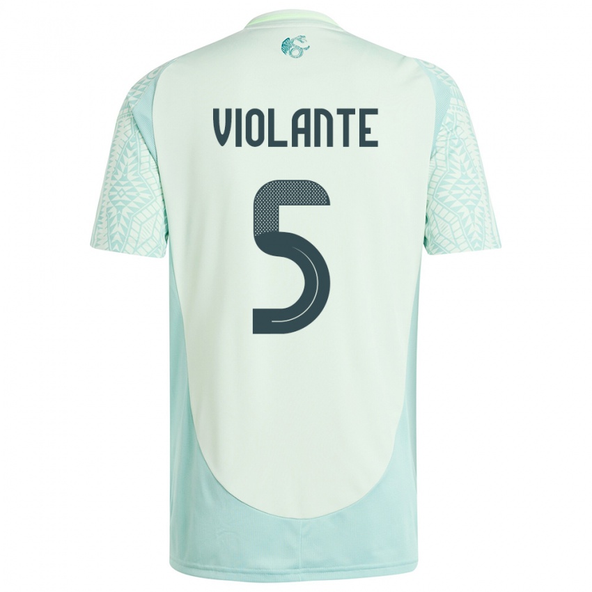 Herren Mexiko Isaias Violante #5 Leinengrün Auswärtstrikot Trikot 24-26 T-Shirt Belgien