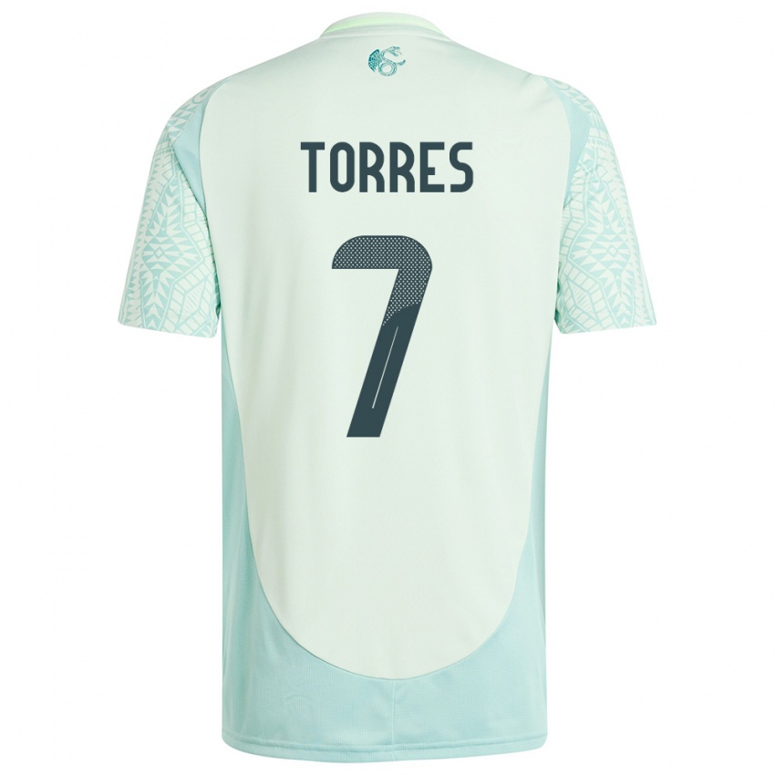 Herren Mexiko Christian Torres #7 Leinengrün Auswärtstrikot Trikot 24-26 T-Shirt Belgien