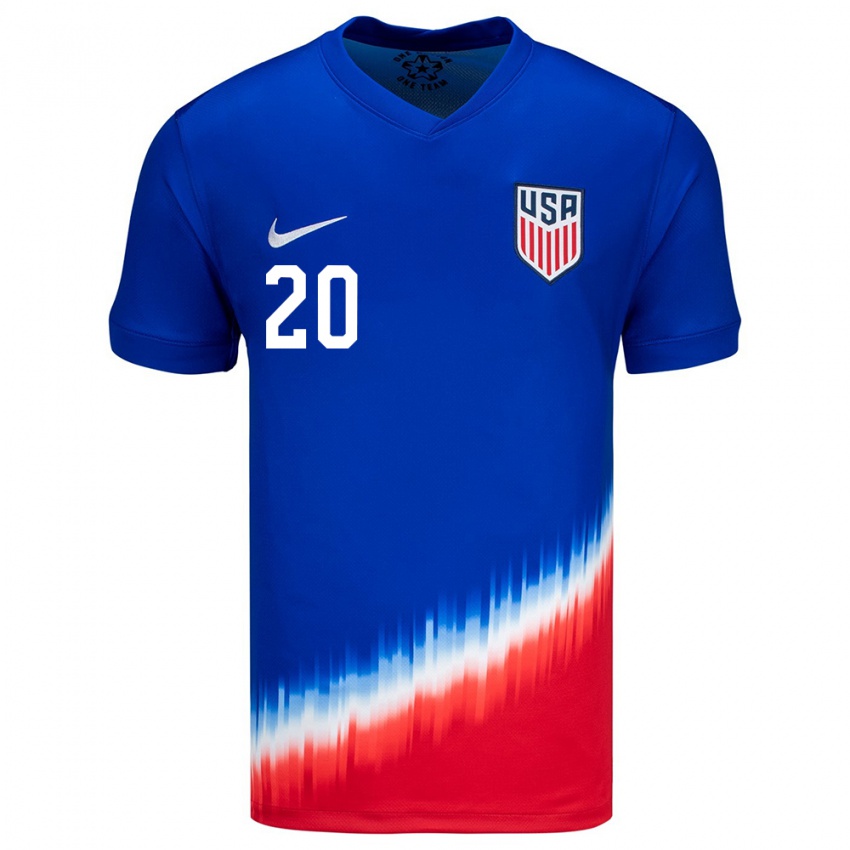 Herren Vereinigte Staaten David Vazquez #20 Blau Auswärtstrikot Trikot 24-26 T-Shirt Belgien