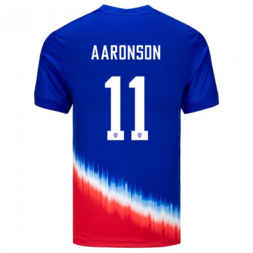 Herren Vereinigte Staaten Brenden Aaronson #11 Blau Auswärtstrikot Trikot 24-26 T-Shirt Belgien