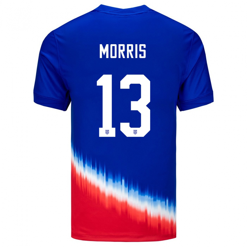Herren Vereinigte Staaten Jordan Morris #13 Blau Auswärtstrikot Trikot 24-26 T-Shirt Belgien