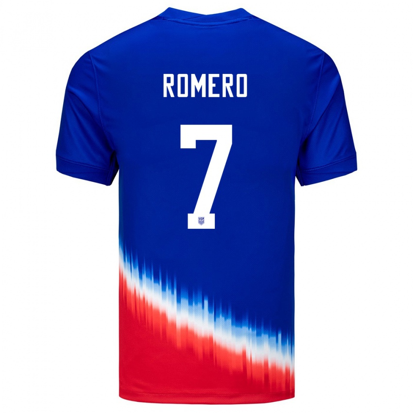 Herren Vereinigte Staaten Brian Romero #7 Blau Auswärtstrikot Trikot 24-26 T-Shirt Belgien