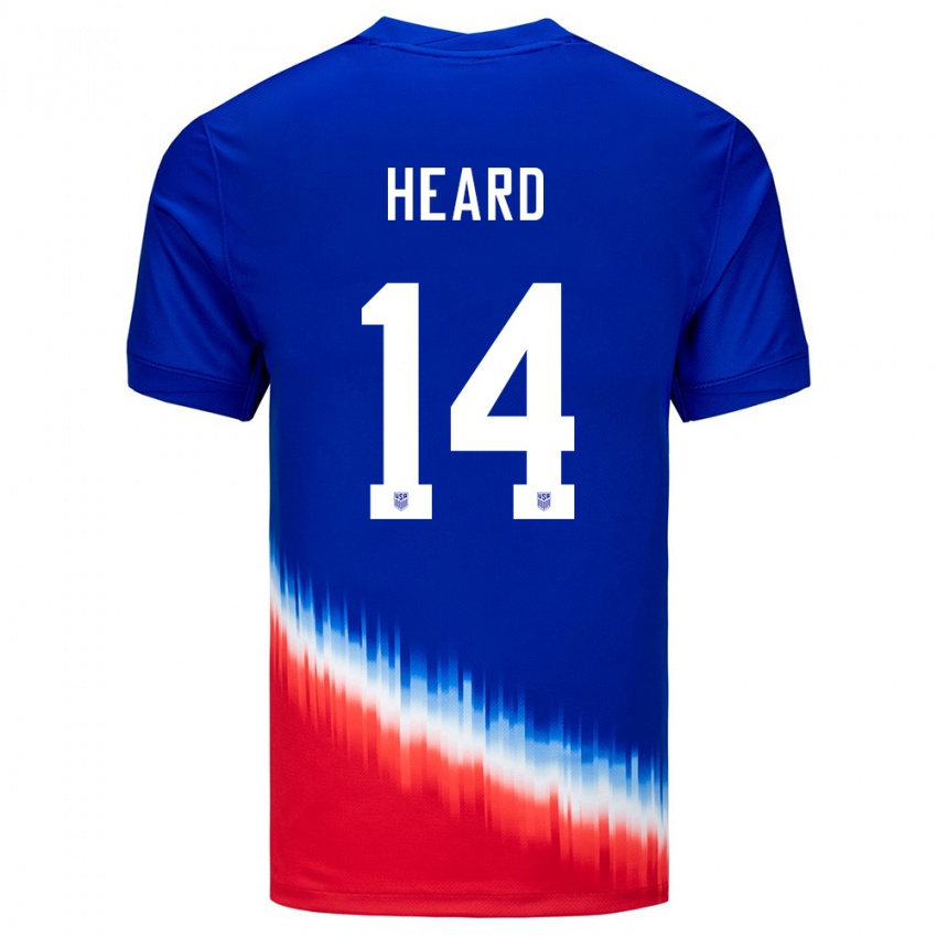 Herren Vereinigte Staaten Aaron Heard #14 Blau Auswärtstrikot Trikot 24-26 T-Shirt Belgien