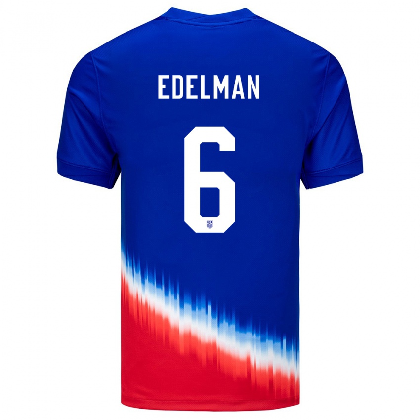 Heren Verenigde Staten Daniel Edelman #6 Blauw Uitshirt Uittenue 24-26 T-Shirt België