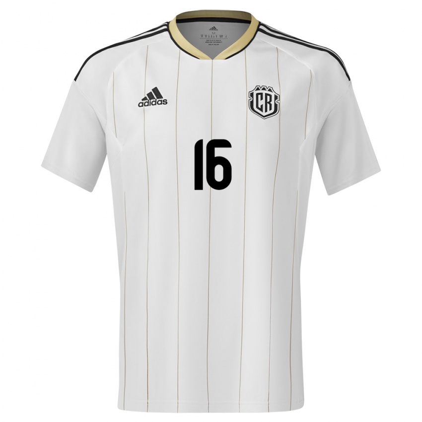 Homme Maillot Costa Rica Andrey Salmeron #16 Blanc Tenues Extérieur 24-26 T-Shirt Belgique