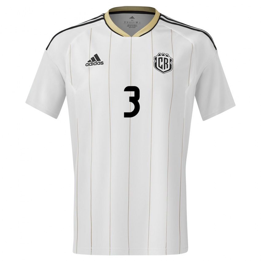 Herren Costa Rica Douglas Sequeira #3 Weiß Auswärtstrikot Trikot 24-26 T-Shirt Belgien