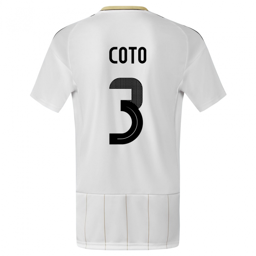 Homme Maillot Costa Rica Maria Coto #3 Blanc Tenues Extérieur 24-26 T-Shirt Belgique
